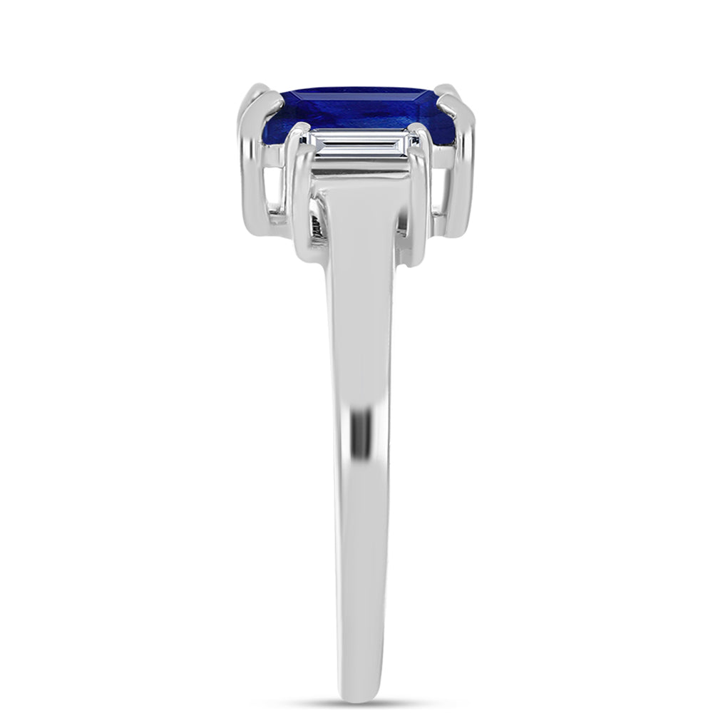 Anillo de Plata con Zafiro Azul Australiano y Topacio Blanco