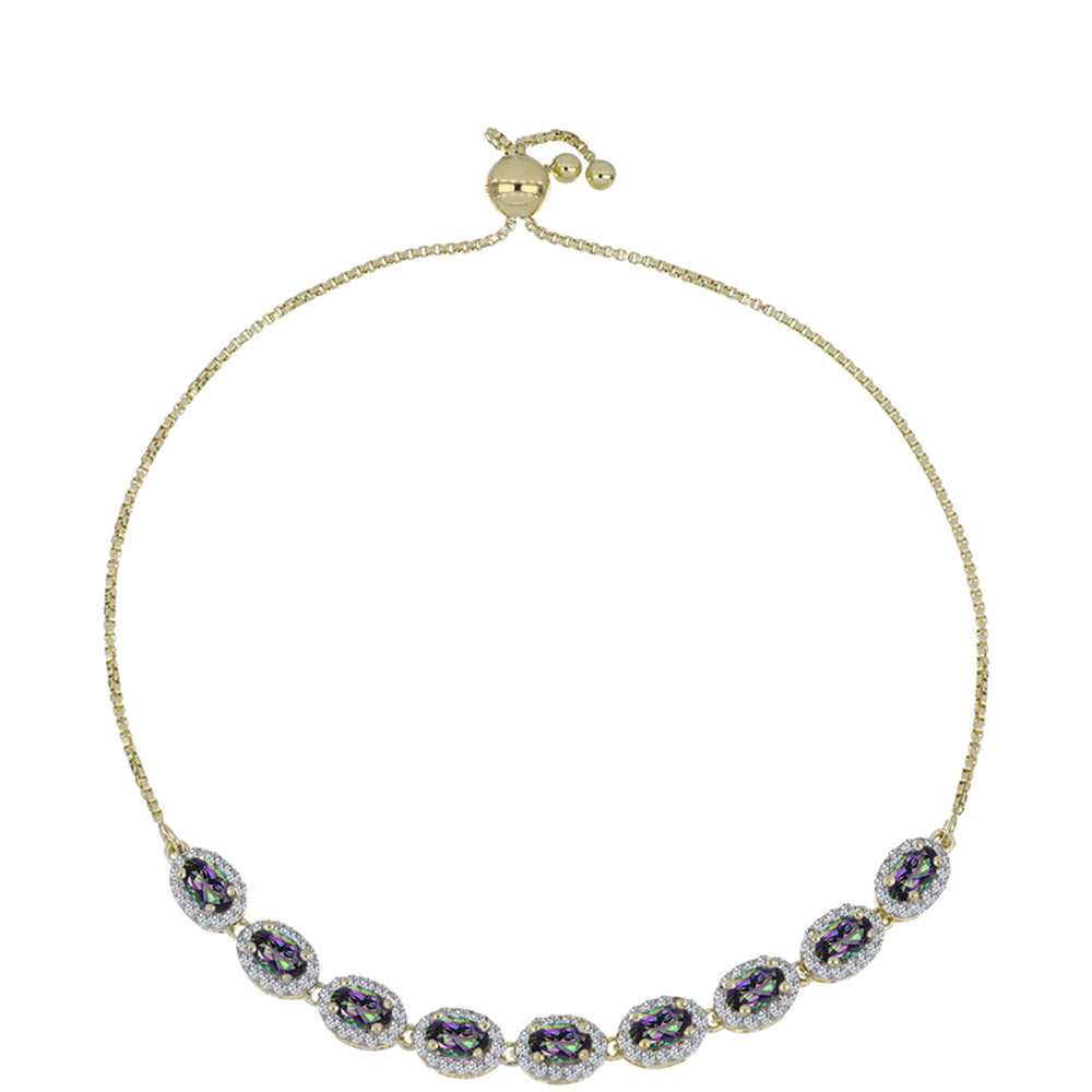 Pulsera de Plata Bañada en Oro con Topacio Místico y Topacio Blanco 1 