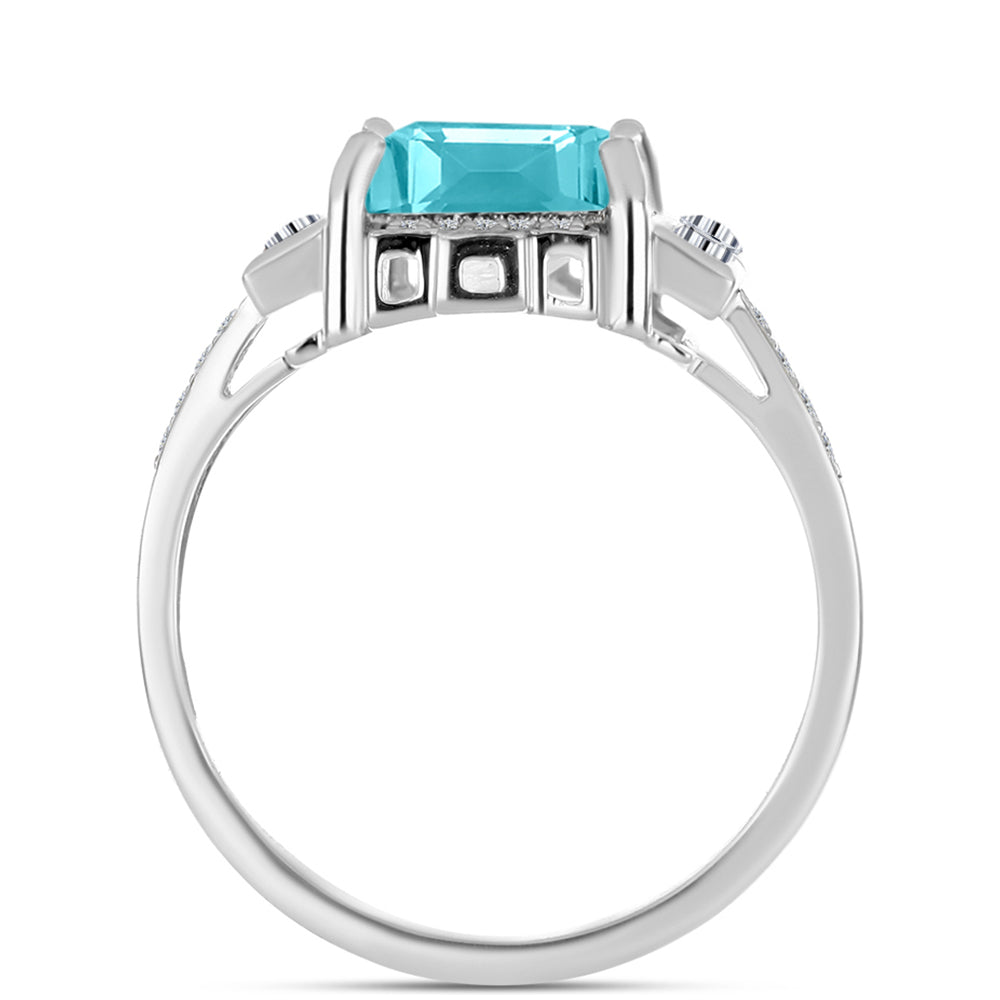 Anillo de Plata con Cuarzo Paraiba y Topacio Blanco 2 