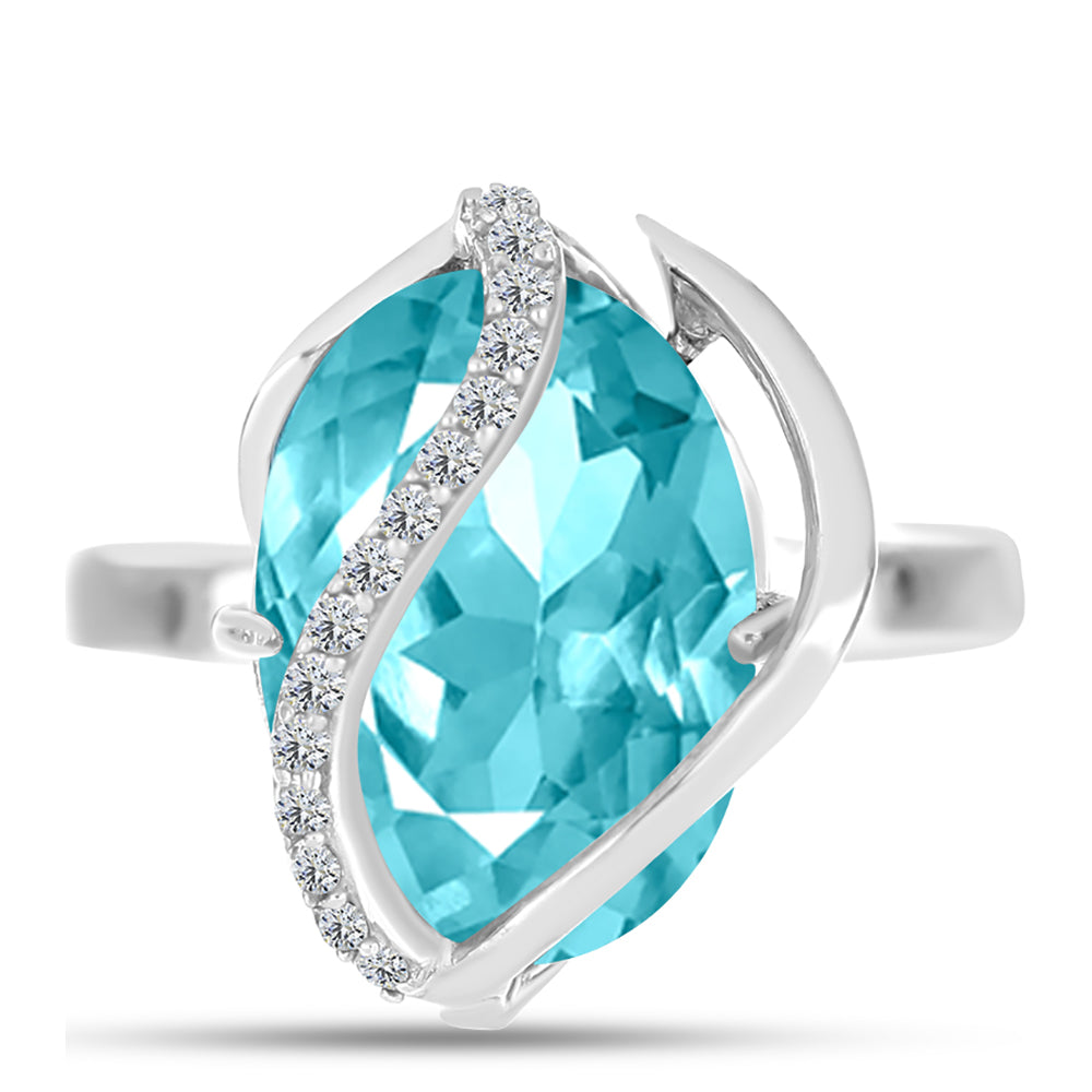 Anillo de Plata con Cuarzo Paraiba y Topacio Blanco 1 