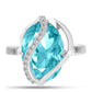 Anillo de Plata con Cuarzo Paraiba y Topacio Blanco