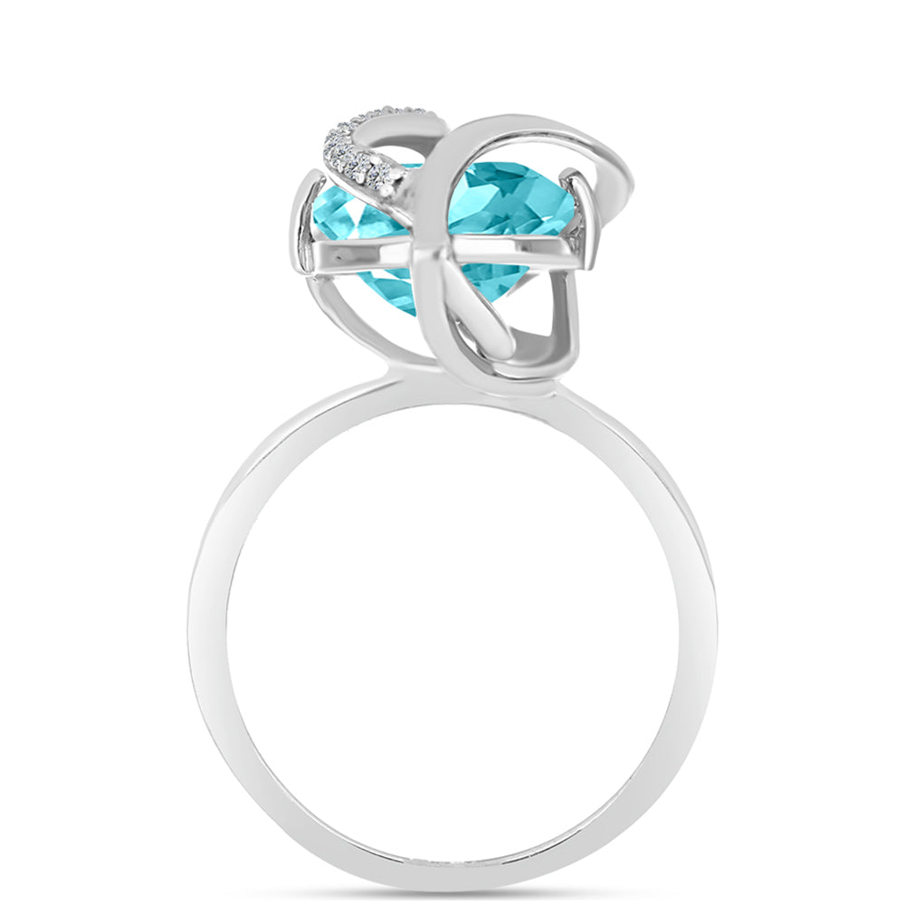 Anillo de Plata con Cuarzo Paraiba y Topacio Blanco