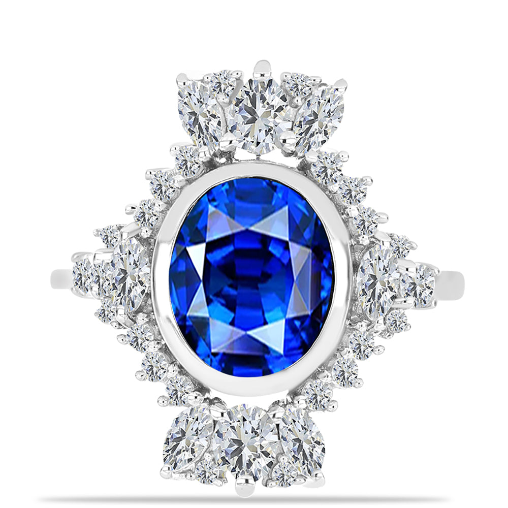 Anillo de Plata con Zafiro Azul Australiano y Topacio Blanco 1 