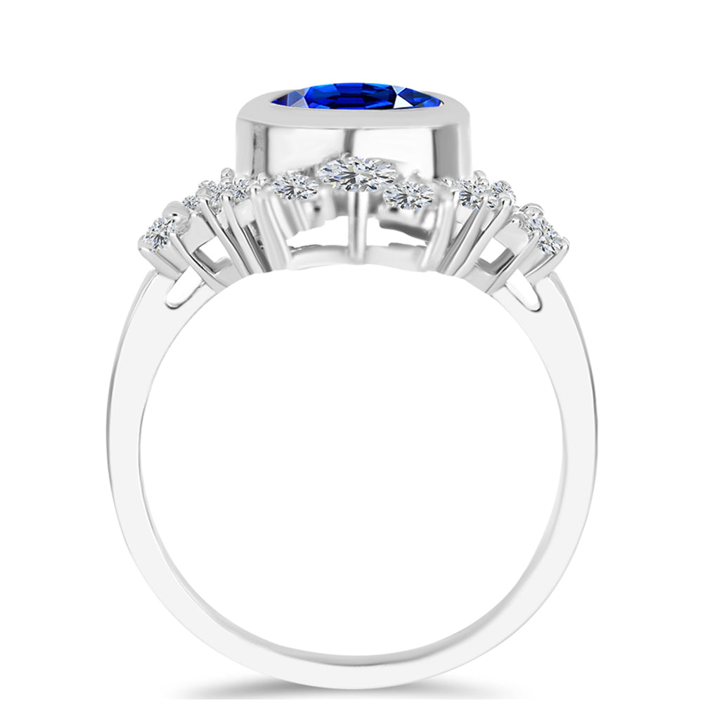 Anillo de Plata con Zafiro Azul Australiano y Topacio Blanco 2 