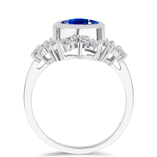 Anillo de Plata con Zafiro Azul Australiano y Topacio Blanco