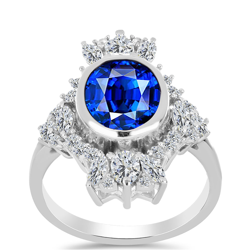 Anillo de Plata con Zafiro Azul Australiano y Topacio Blanco 3 