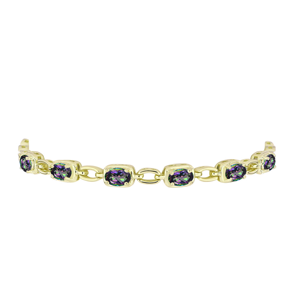 Pulsera de Plata Bañada en Oro con Topacio Místico
