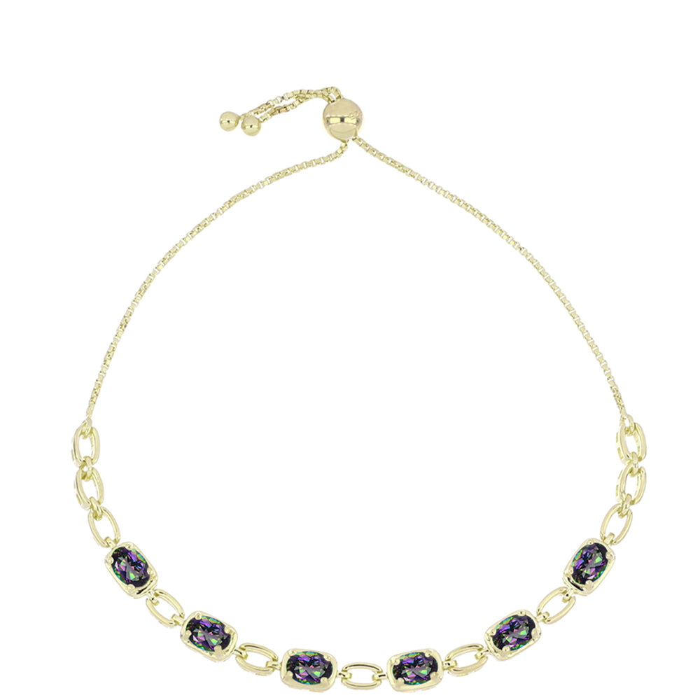 Pulsera de Plata Bañada en Oro con Topacio Místico