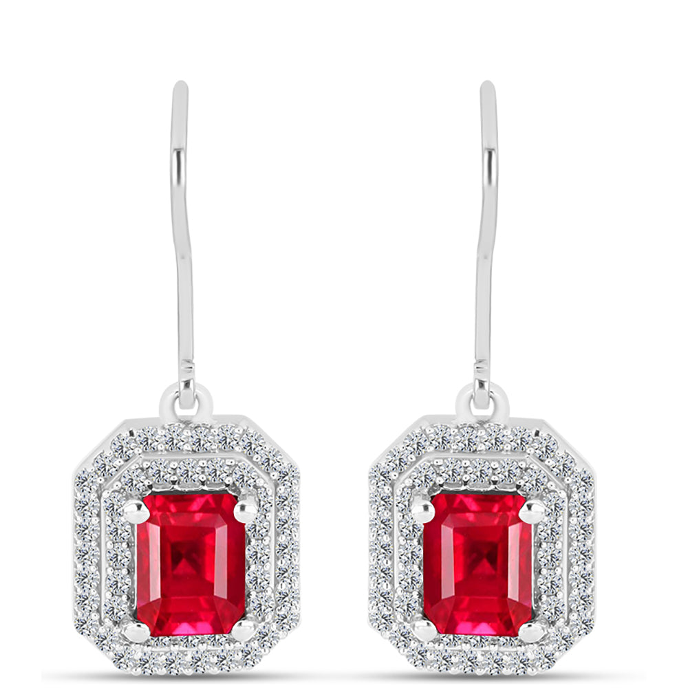 Pendientes de Plata con Ágata Roja y Topacio Blanco 1 