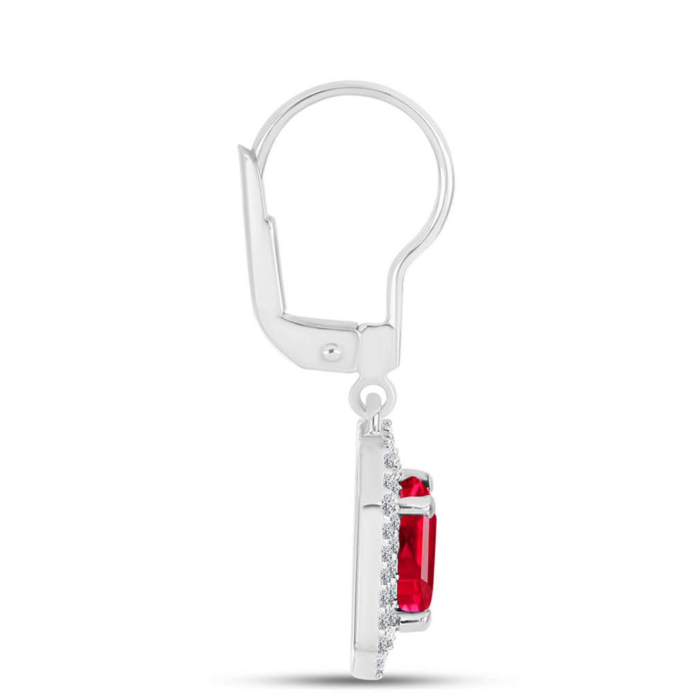 Pendientes de Plata con Ágata Roja y Topacio Blanco