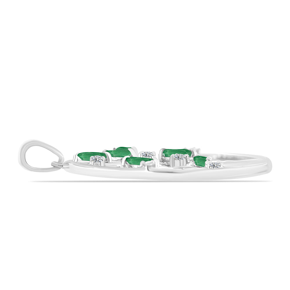 Colgante de Plata con Esmeralda de Brasil y Topacio Blanco 2 
