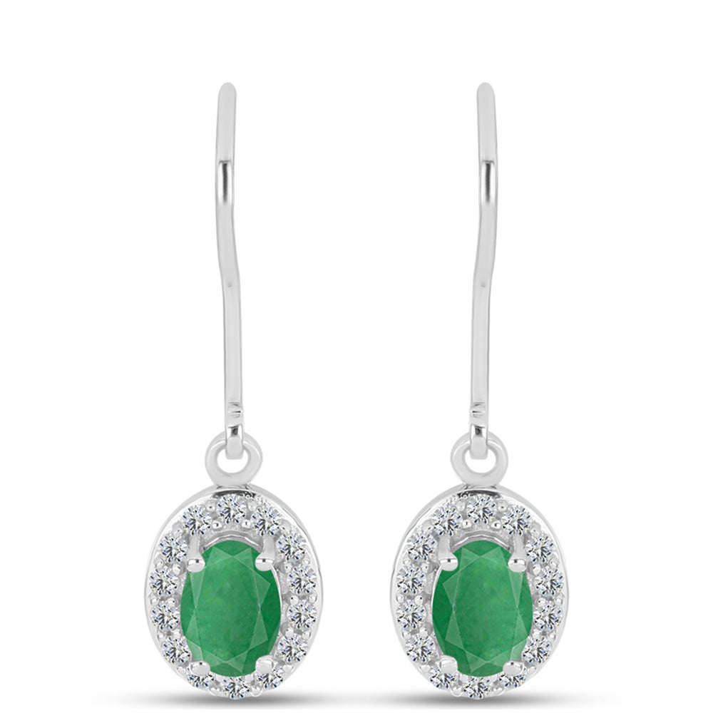 Pendientes de Plata con Esmeralda de Brasil y Topacio Blanco