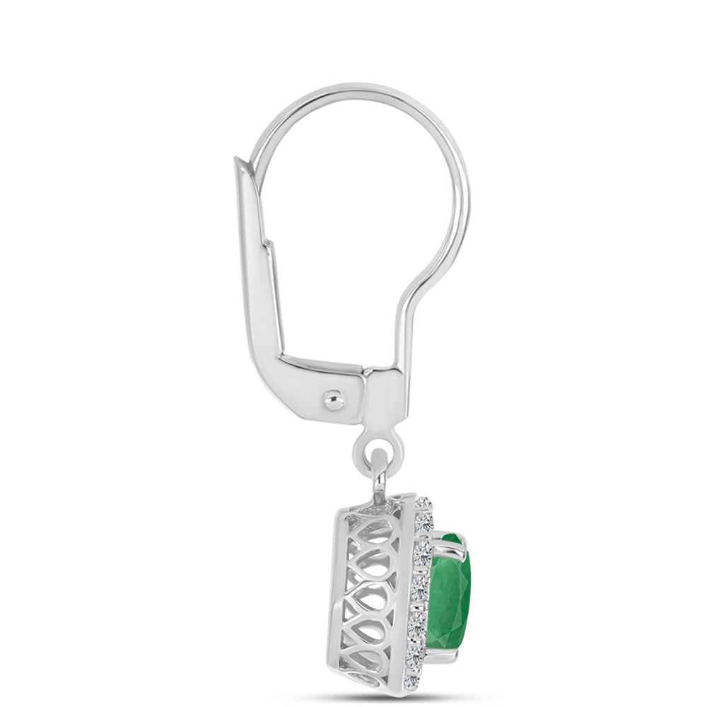 Pendientes de Plata con Esmeralda de Brasil y Topacio Blanco 2 