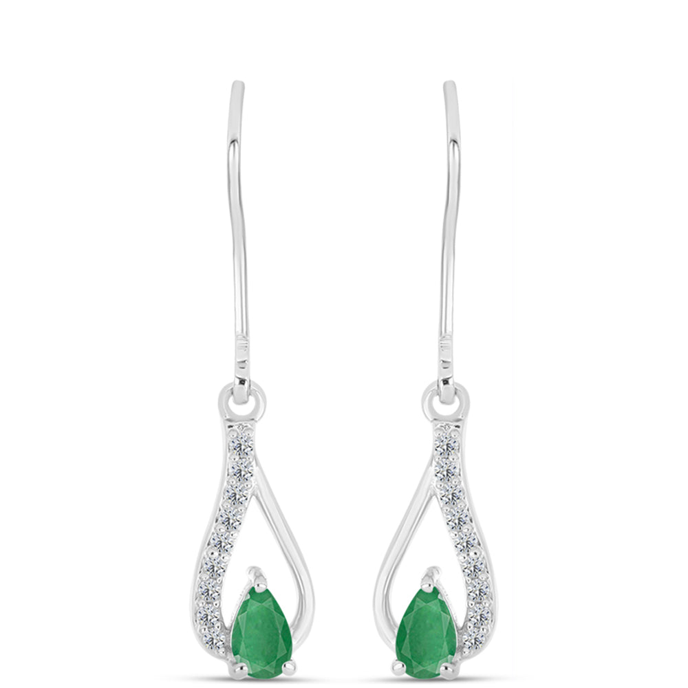 Pendientes de Plata con Esmeralda de Brasil y Topacio Blanco 1 