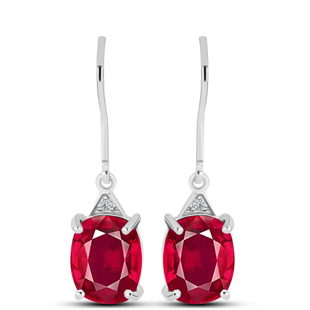 Pendientes de Plata con Rubí de Madagascar y Topacio Blanco 1 