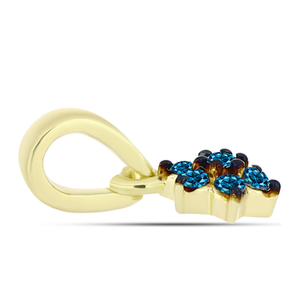 Colgante de Plata Bañada en Oro con Diamante Azul