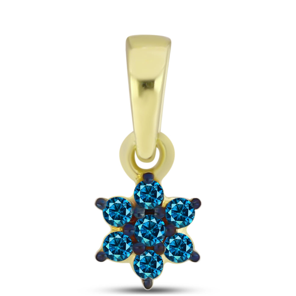 Colgante de Plata Bañada en Oro con Diamante Azul