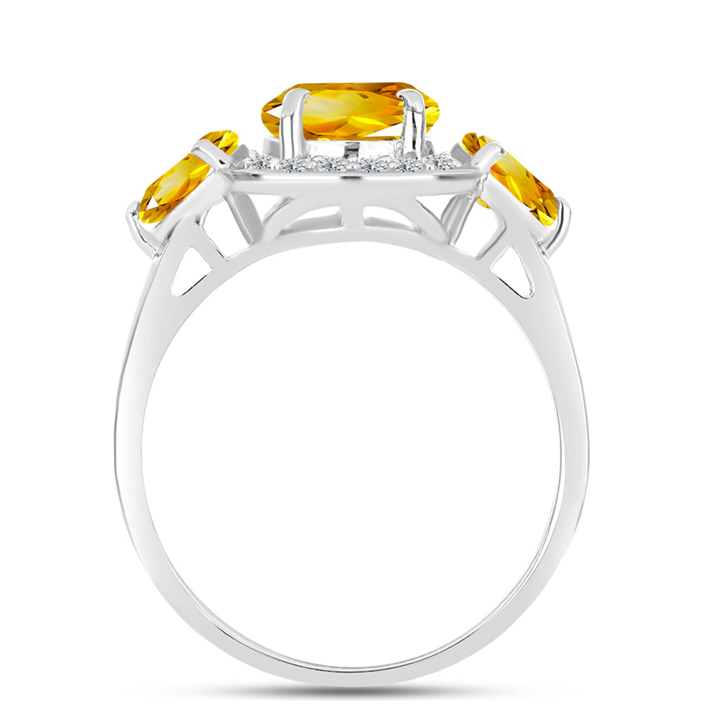 Anillo de Plata con Citrino de los Montes Urales y Topacio Blanco 2 