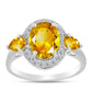Anillo de Plata con Citrino de los Montes Urales y Topacio Blanco