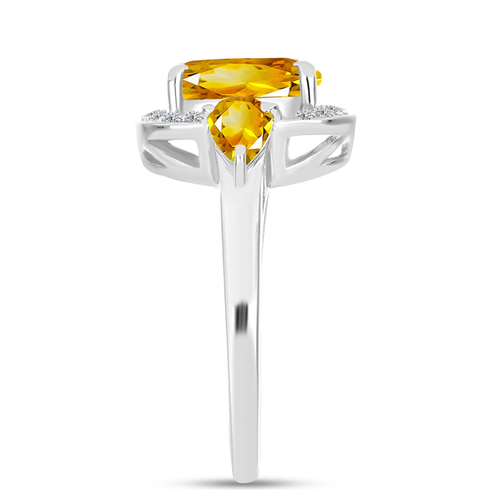 Anillo de Plata con Citrino de los Montes Urales y Topacio Blanco 4 