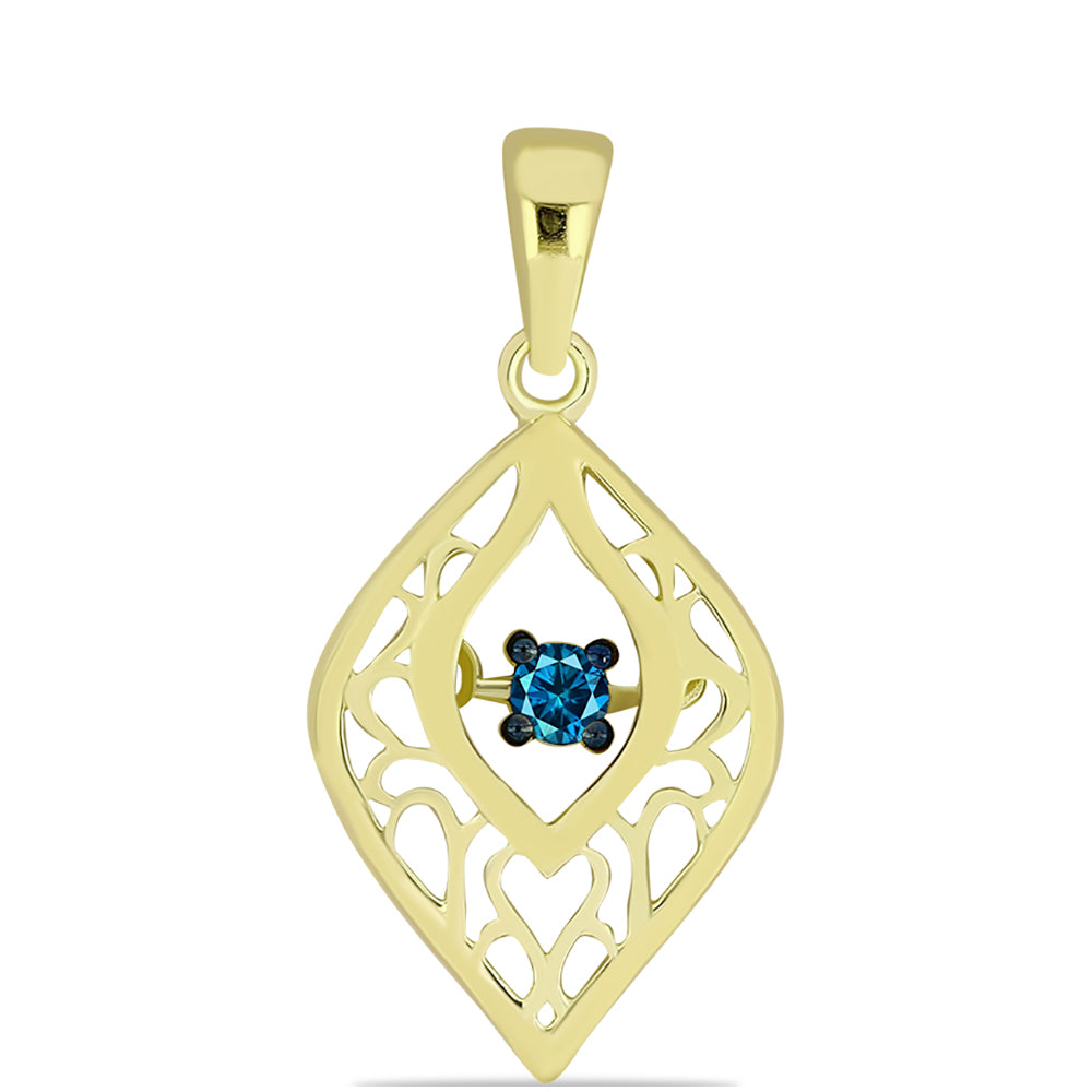 Colgante de Plata Bañada en Oro con Diamante Azul 1 