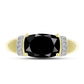 Anillo de Plata Bañada en Oro con Obsidiana y Topacio Blanco