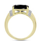 Anillo de Plata Bañada en Oro con Obsidiana y Topacio Blanco