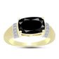 Anillo de Plata Bañada en Oro con Obsidiana y Topacio Blanco