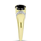 Anillo de Plata Bañada en Oro con Obsidiana y Topacio Blanco