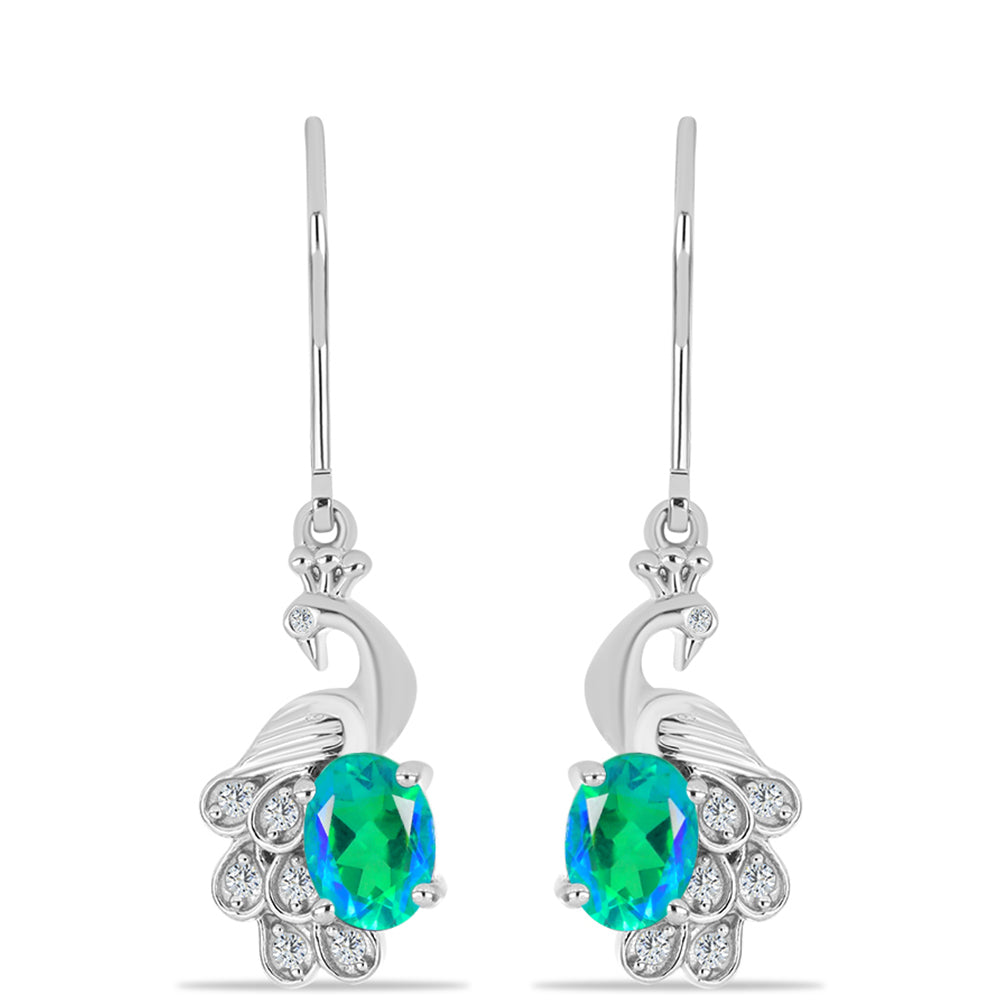 Pendientes de Plata con Cuarzo Pavo Real y Topacio Blanco 1 