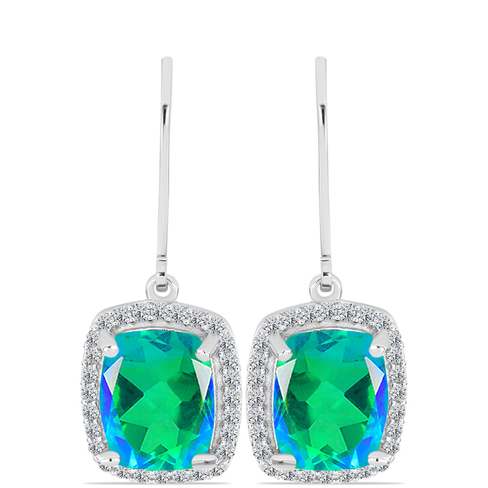 Pendientes de Plata con Cuarzo Pavo Real y Topacio Blanco 1 