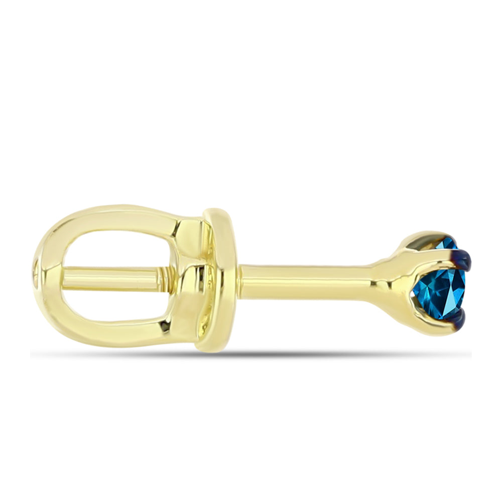 Pendientes de Plata Bañada en Oro con Diamante Azul