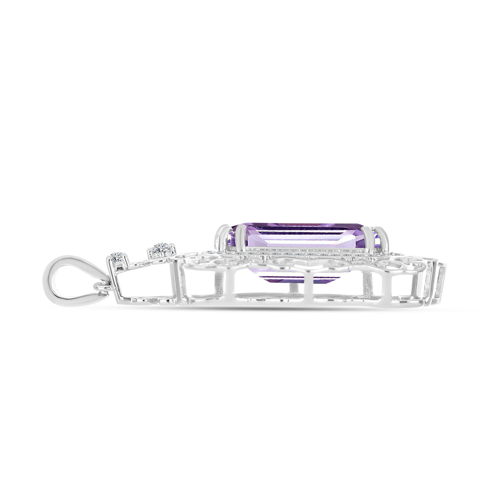 Colgante de Plata con Amatista Rosa de Francia y Topacio Blanco 2 