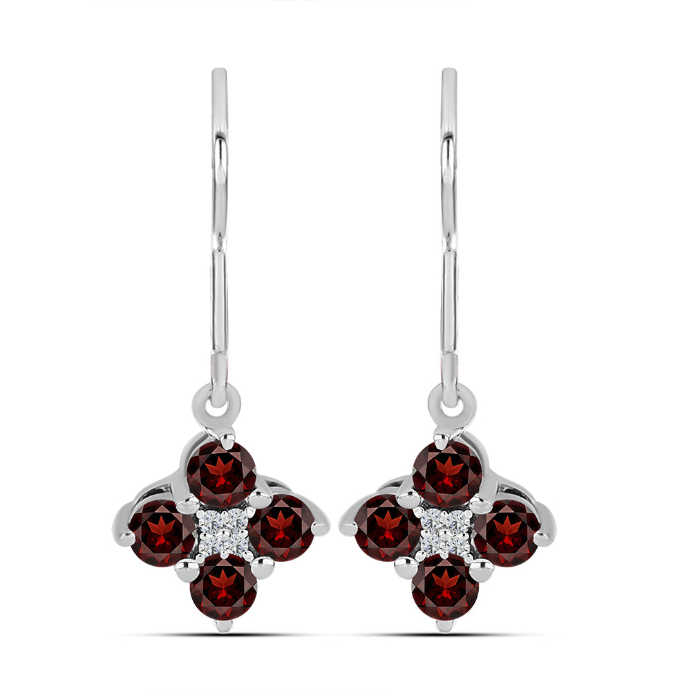 Pendientes de Plata con Granate Barton y Topacio Blanco 1 
