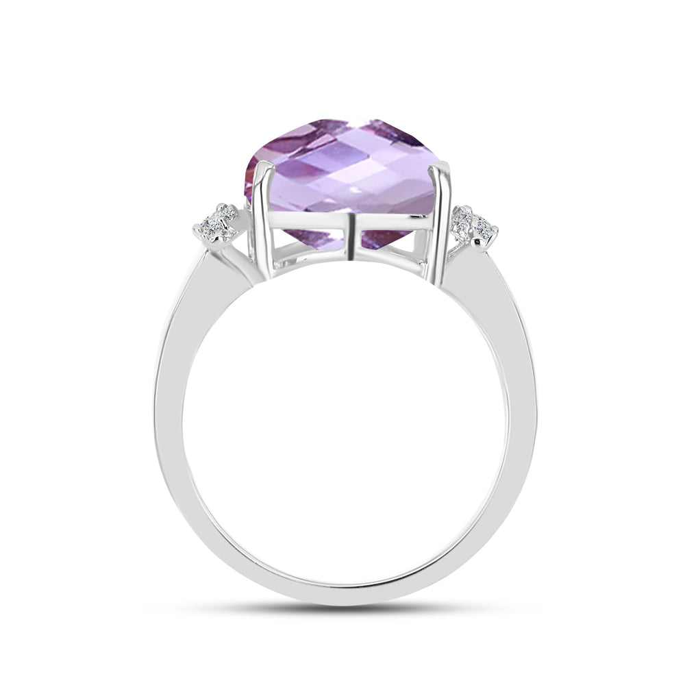Anillo de Plata con Amatista Rosa de Francia y Topacio Blanco 2 