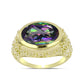 Anillo de Plata Bañada en Oro con Topacio Verde Místico