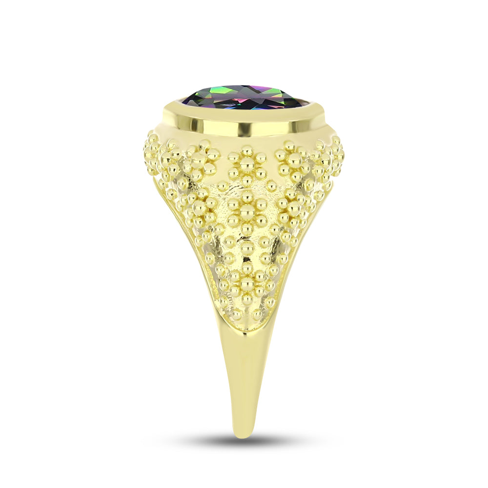 Anillo de Plata Bañada en Oro con Topacio Verde Místico 4 