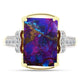 Anillo de Plata Bañada en Oro con Turquesa Cobre Morada y Topacio Blanco