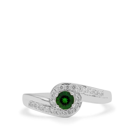 Anillo de Plata con Turmalina de Cromo y Zircón Blanco