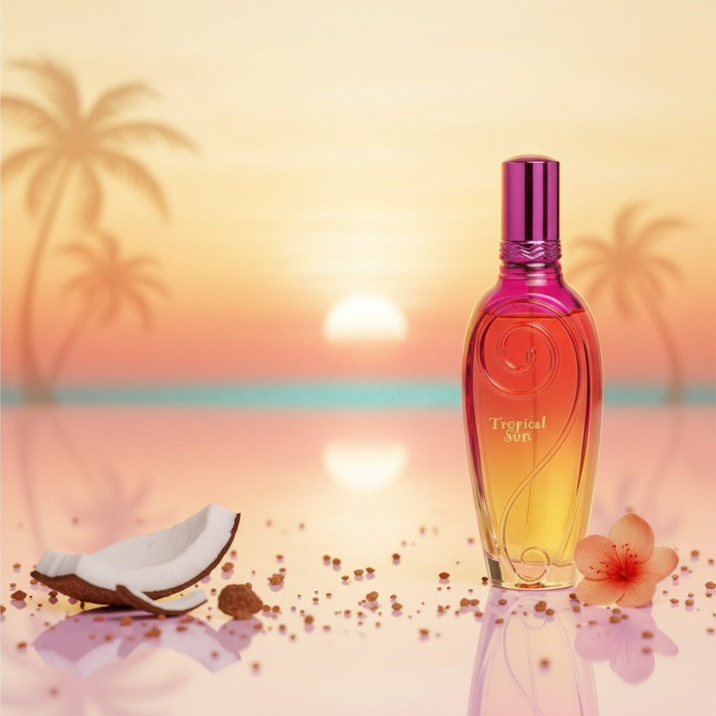 100 ml Eau de Perfume "TROPICAL SUN" Fragancia Afrutada Almizclada para Mujer, con contenido de aceite de fragancia 3%