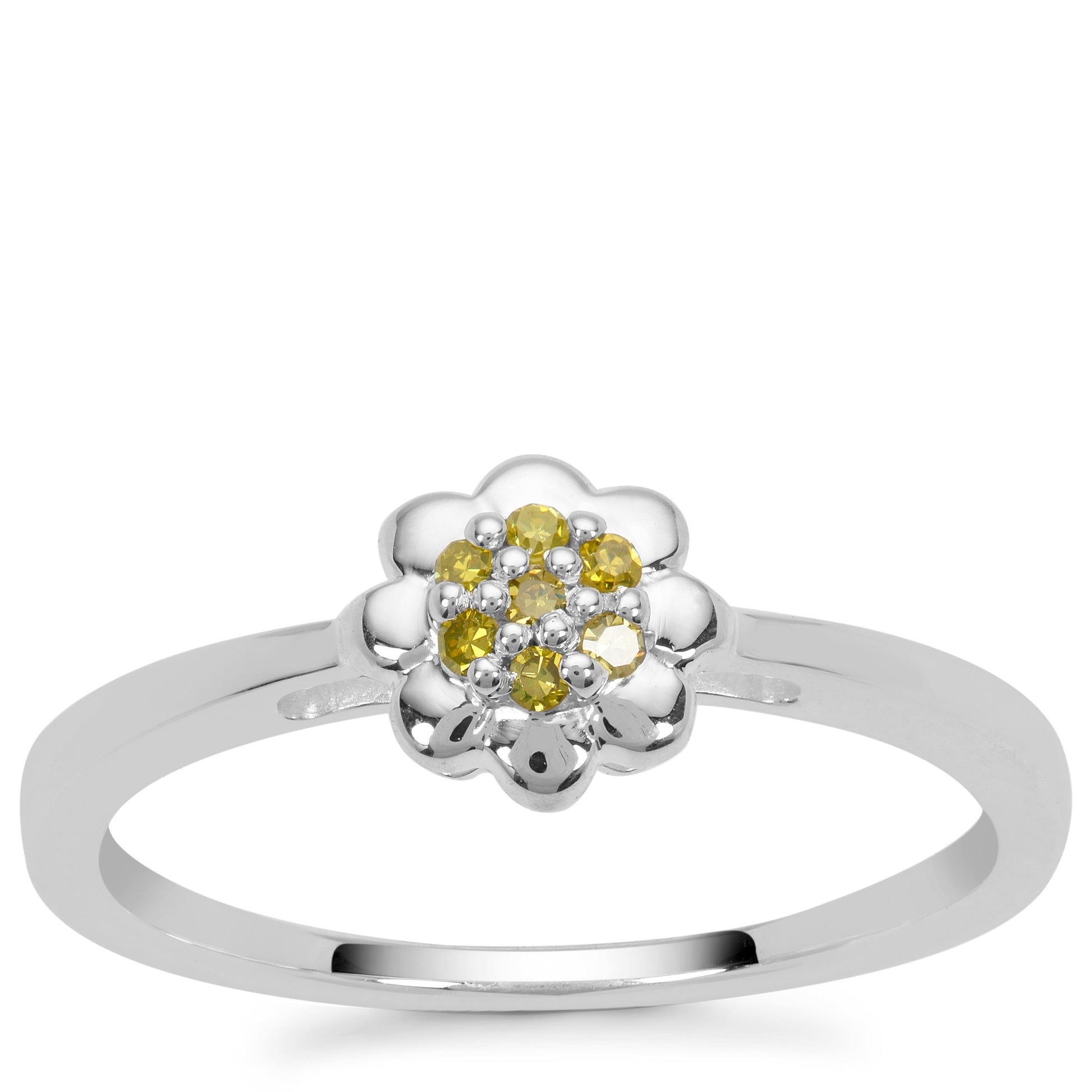 Anillo de Plata con Diamante Amarillo 4 