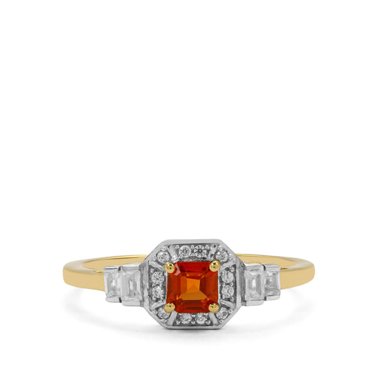 Anillo de Oro 9K con Zafiro rojo y Zircón Blanco