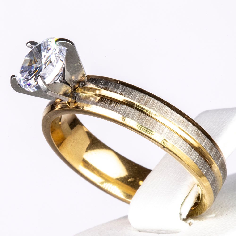 Conjunto de Aleación Bañado en Oro con Cristal Emporia® Blanco ( Anillo ) 4 