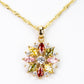 Conjunto de Aleación Bañado en Oro con Cristal Emporia® Rojo y Cristal Emporia® Amarillo ( Collar +Pendientes +Colgante )