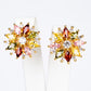 Conjunto de Aleación Bañado en Oro con Cristal Emporia® Rojo y Cristal Emporia® Amarillo ( Collar +Pendientes +Colgante )
