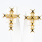 Cruz Conjunto de Aleación Bañado en Oro con Cristal Emporia® Blanco ( Collar +Pendientes +Colgante )