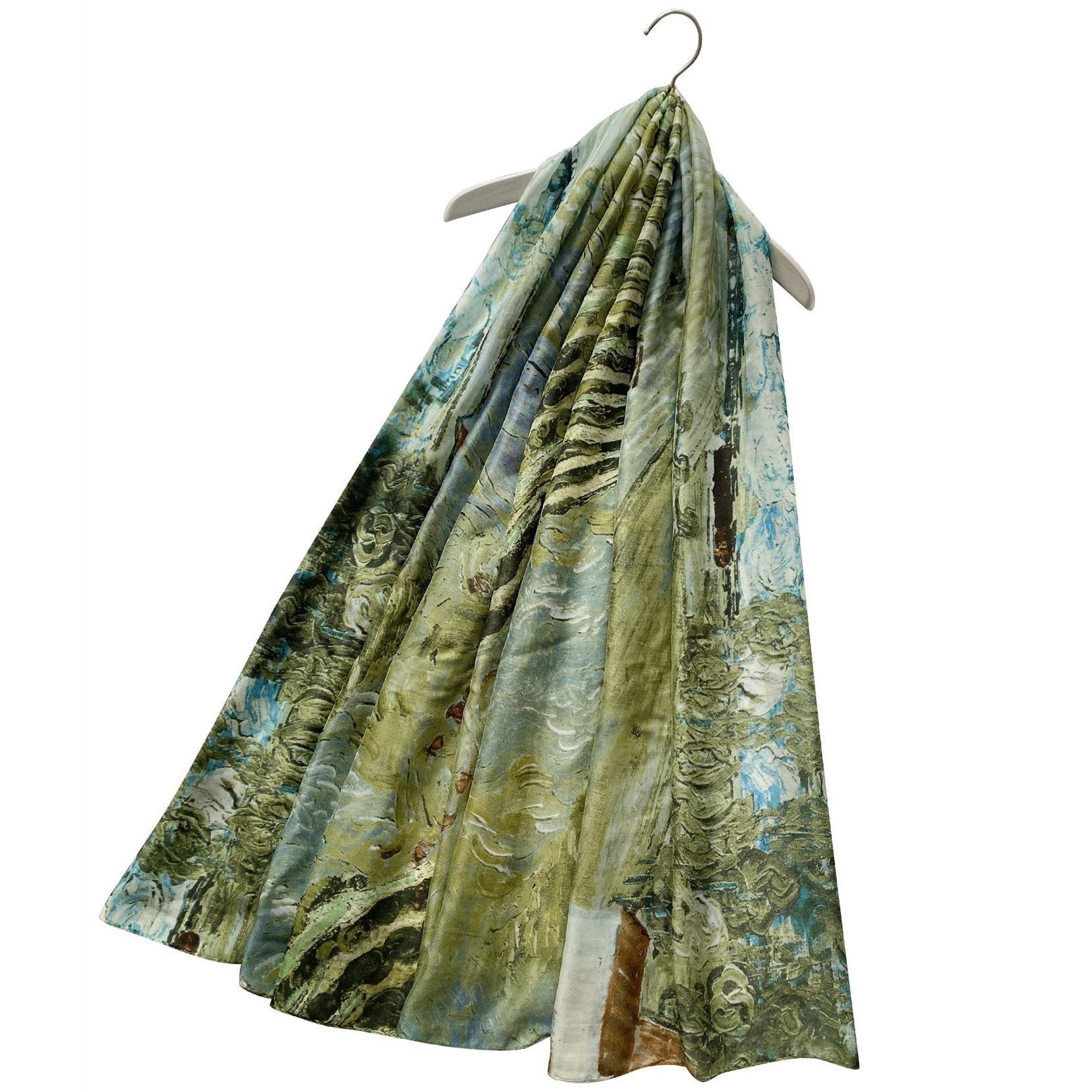 Bufanda de 100% seda auténtica, 90 cm x 180 cm, Verde 1 