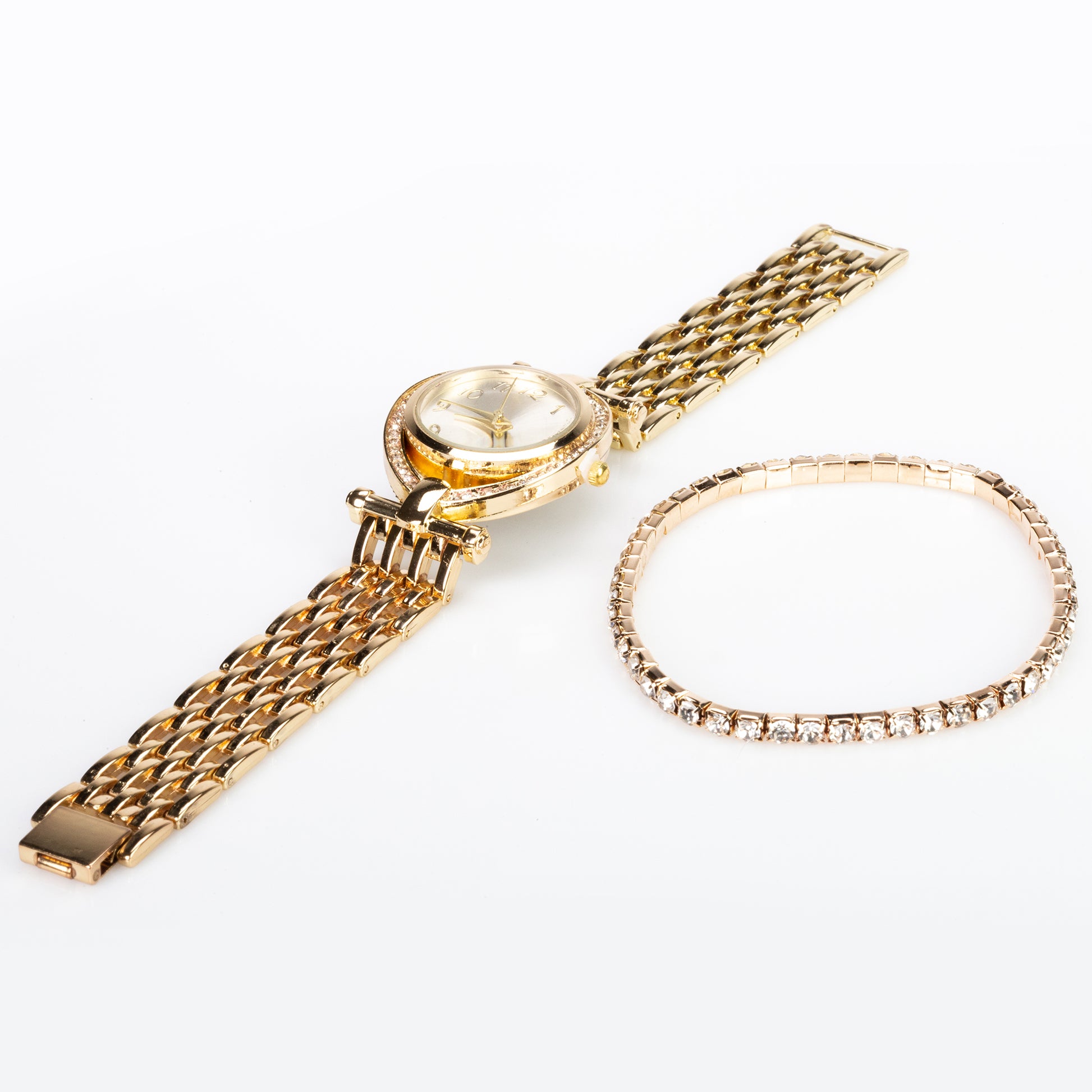 Conjunto de Aleación Bañado en Oro con Cristal Emporia® Blanco 6 