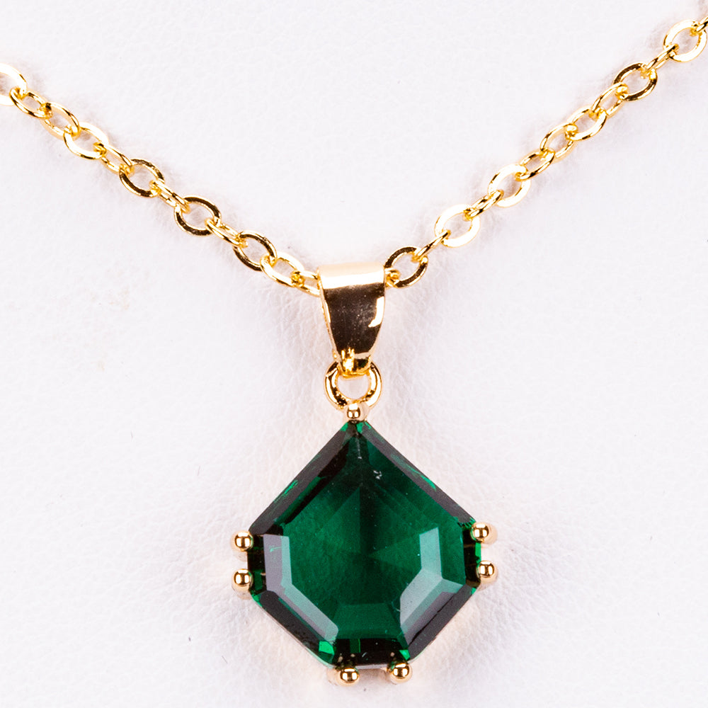 Conjunto de Aleación Bañado en Oro con Cristal Emporia® Verde ( Collar +Pendientes +Colgante ) 2 