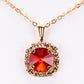 Conjunto de Aleación Bañado en Oro con Cristal Emporia® Rojo ( Collar +Pendientes +Colgante )